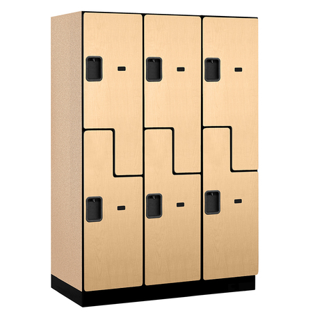 SALSBURY INDUSTRIES 2 Tier 'S' Designer Locker, 54"Wx76"Hx21"D, 6 Door, Maple 18-27361MAP